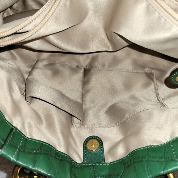 Genuine Coach Ashley Croc Embossed Forest Green Leather Carry-All Tote F20345 - Picture 7 of 9